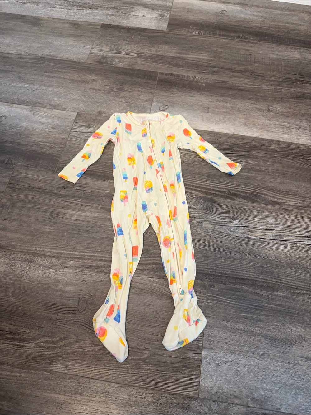 Angel Dear Cream Kids One-Piece Footed Pajama with Colorful Popsicle Print